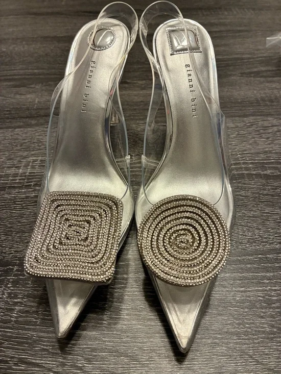 💎 Gianni Bini Clear Rhinestone Heels Size 8 Cinderella Pointed Toe Pumps - Picture 9 of 17